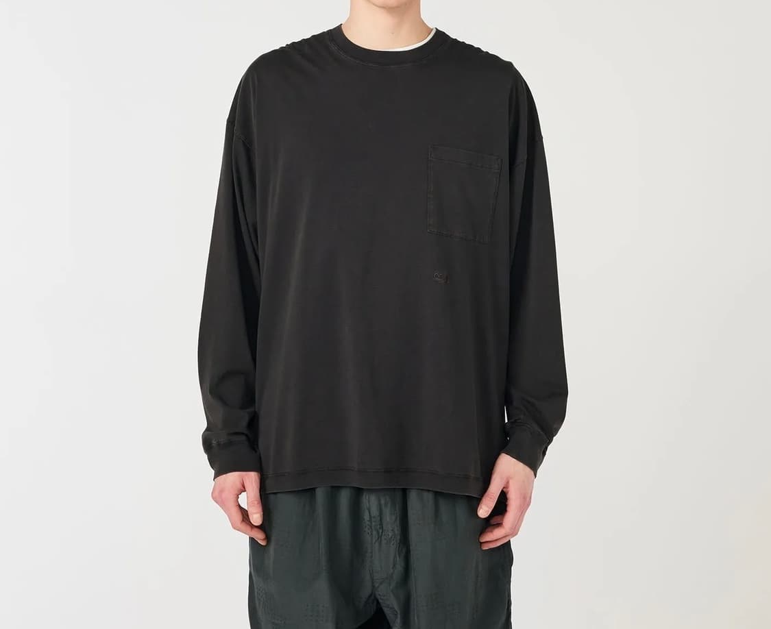 나나미카 OOAL 롱슬리브 포켓 긴팔 티셔츠 차콜 상품이미지3