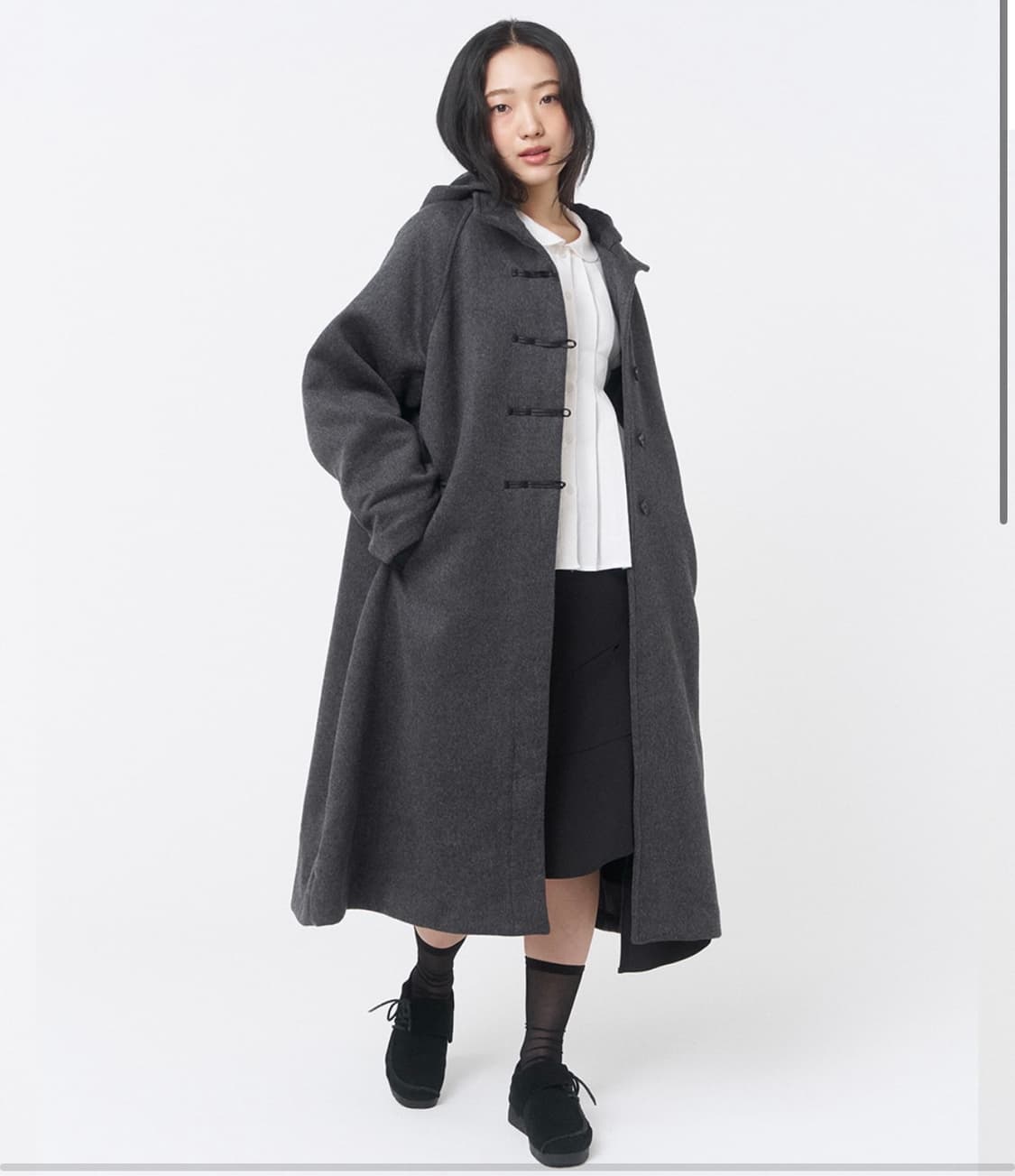 미세키서울 Hoodie long duffle coat CHARCOAL 상품이미지1