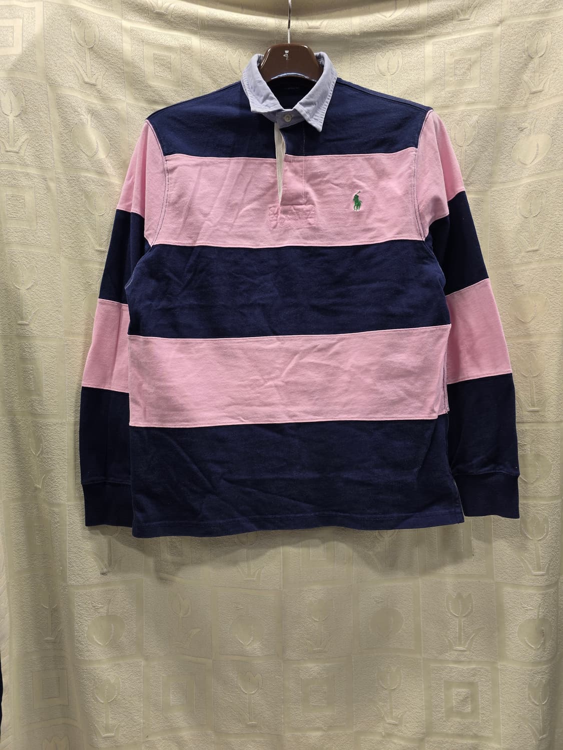 폴로 랄프로렌 단가라 럭비티  핑크/네이비 L(100) 상품이미지1