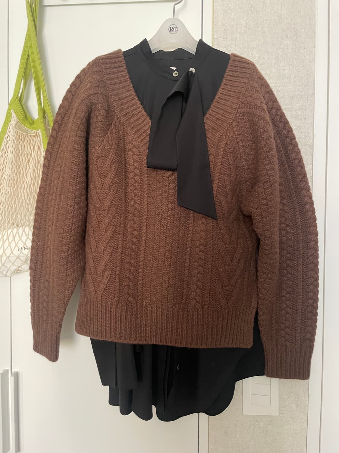 recto 렉토 캐시미어니트+타이블라우스 상품이미지3