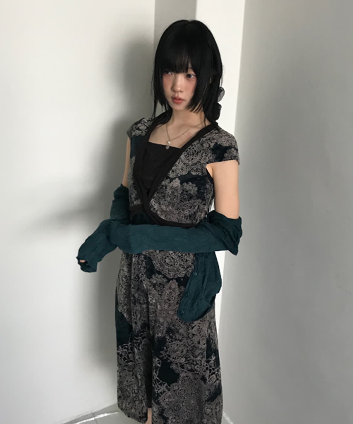 (Vintage)Lace v neck slip dress 상품이미지1