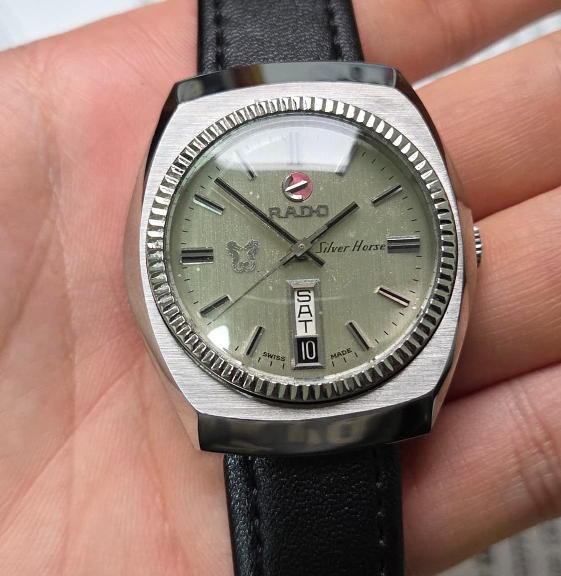 빈티지 라도 실버호스 플루티드베젤 순정 실버판 데이데이트 오토매틱 
 상품이미지7