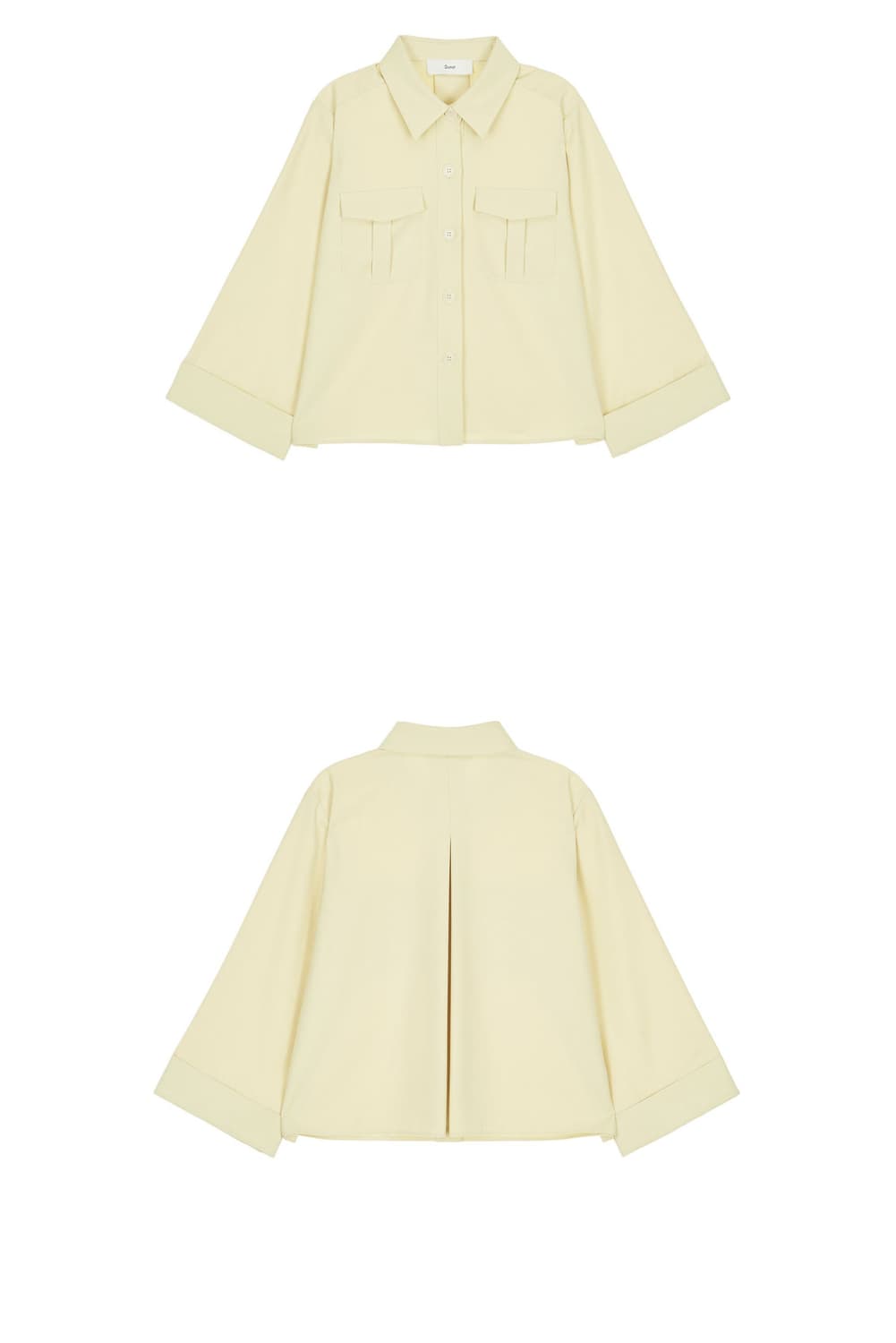 던스트 베이지 포켓 카브라 클래식 크롭 셔츠 블라우스 S 상품이미지5