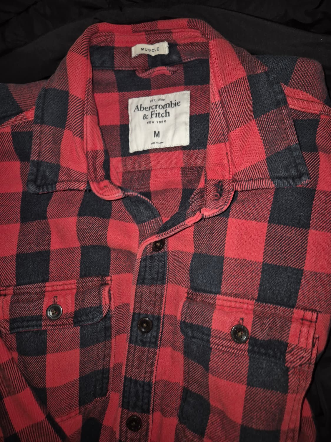 아베크롬비 머슬핏 레드 체크 남방 M 상품이미지1
