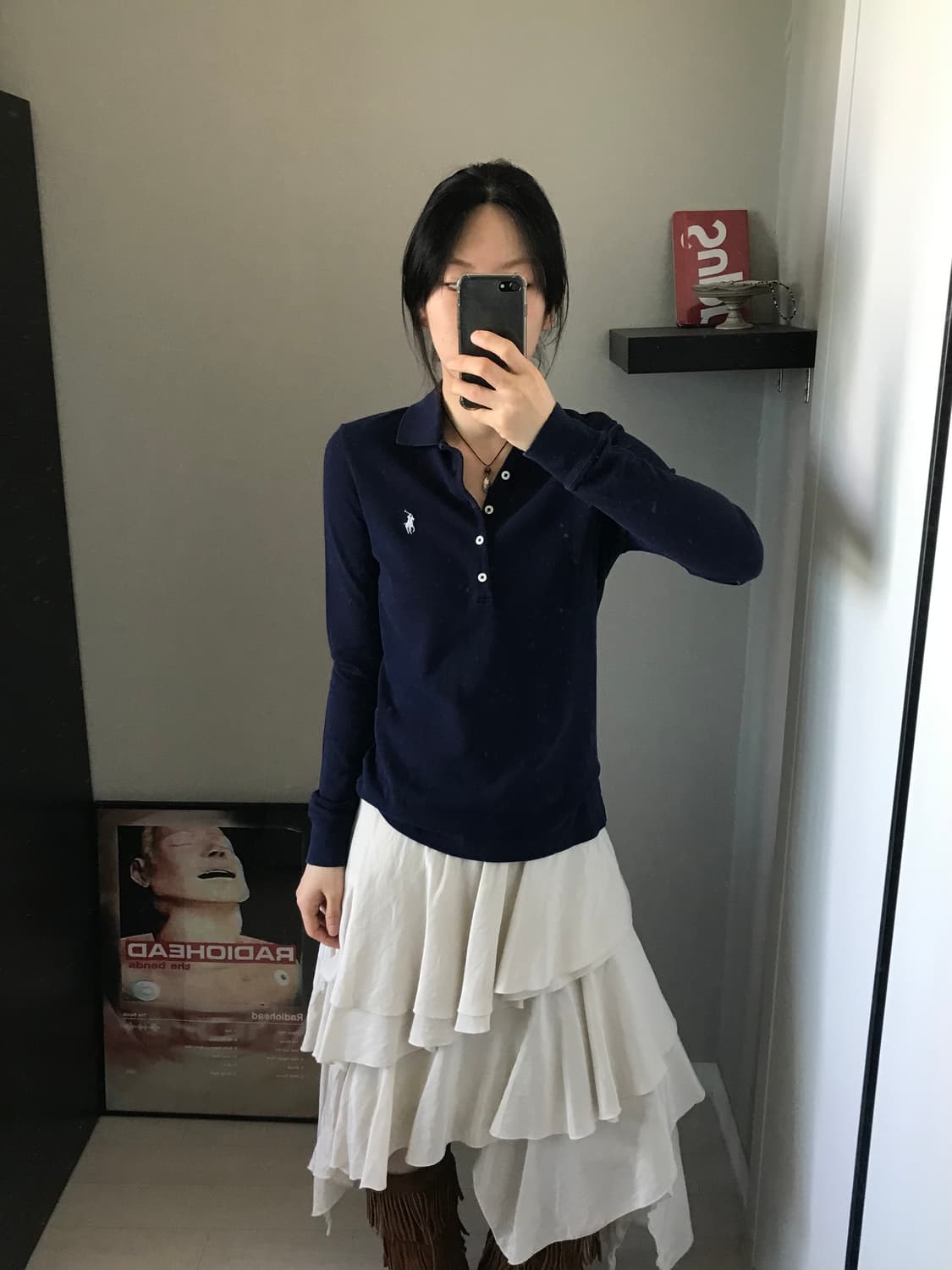 폴로 랄프로렌 포니로고 여성라인 네이비 긴팔 카라티 상품이미지1