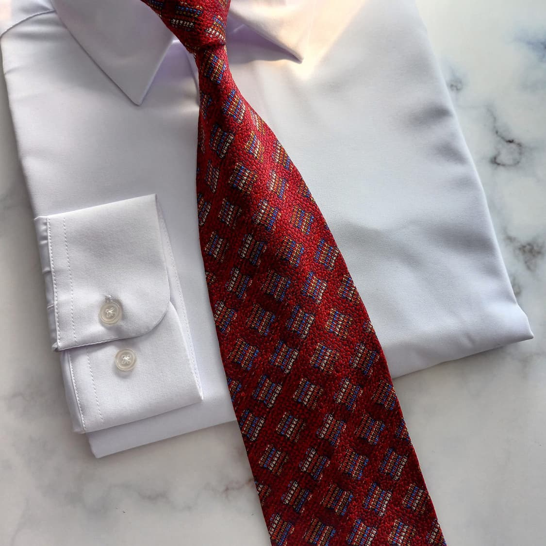 웅가로 실크 레드 지오메트릭 패턴 넥타이 9.6cm A+등급 A18562 상품이미지5