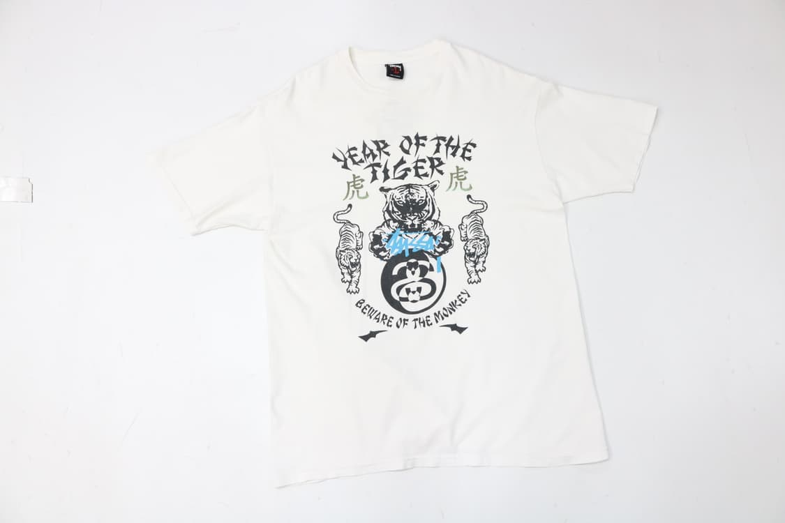Stussy 스투시 빈티지  타이거 그래픽 화이트 반팔 상품이미지2