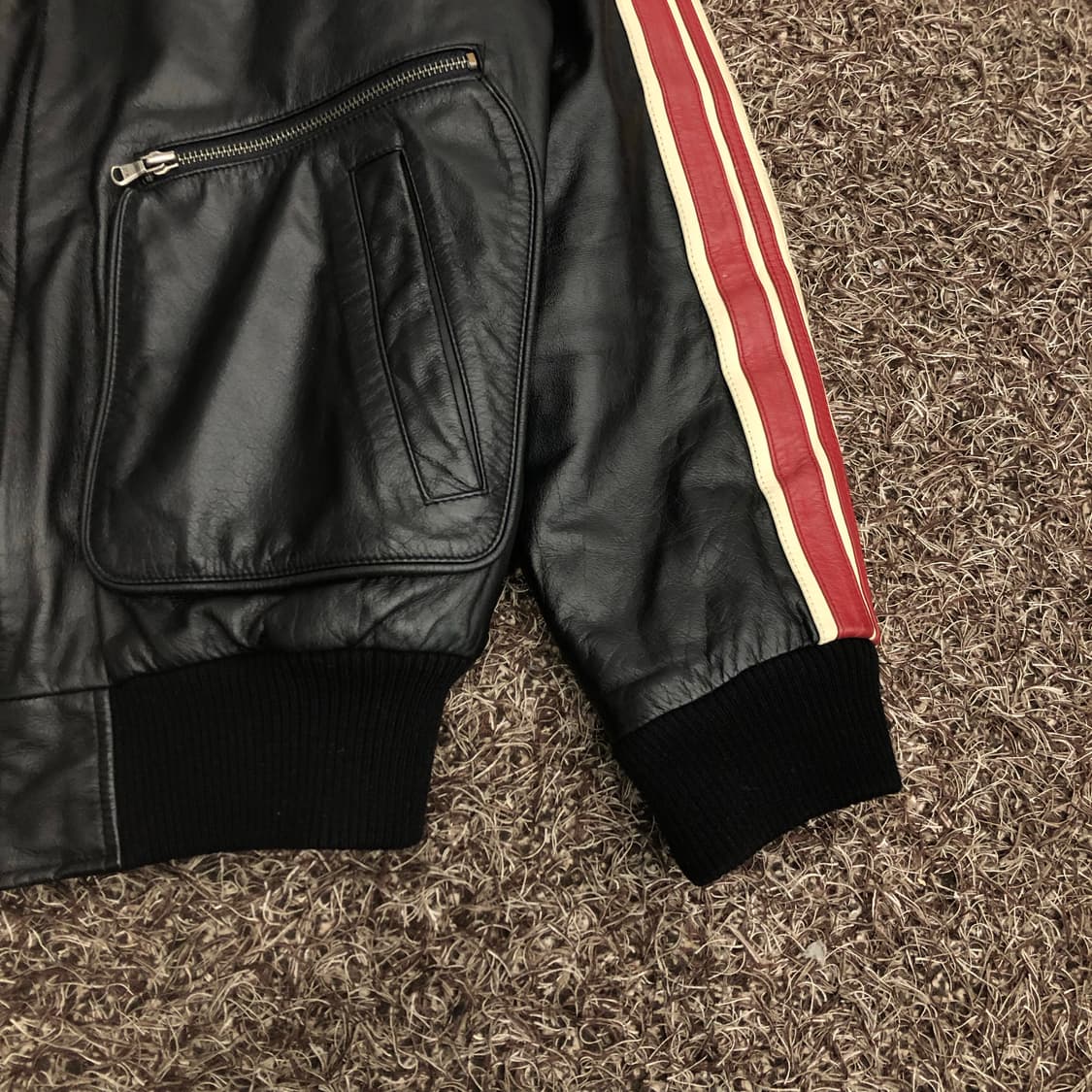 ASK 소가죽 사이드라인 레더 가죽 A-2 자켓 상품이미지3