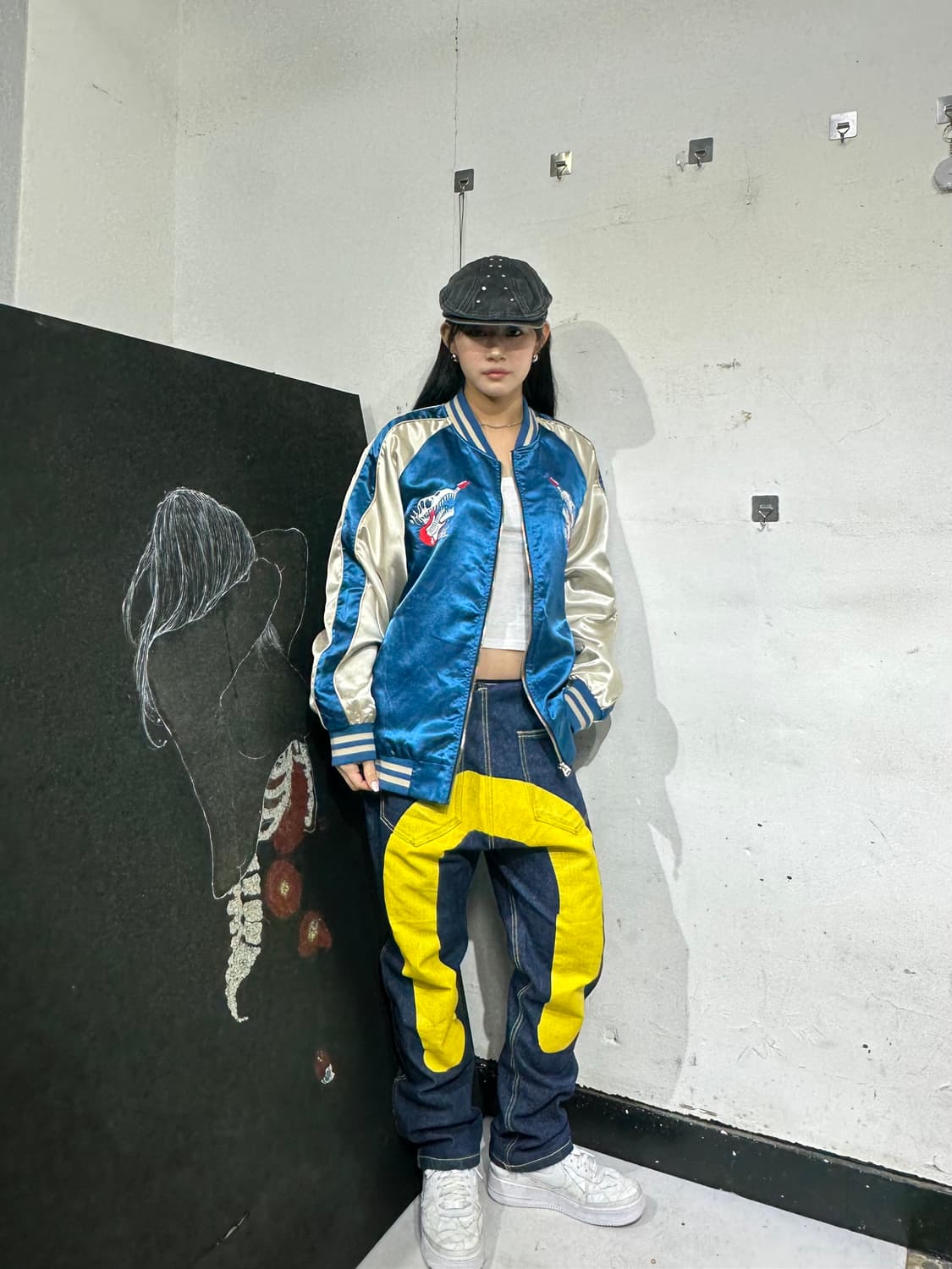 Jpn 일본빈티지 선바 재패니즈 오리엔탈 뼈다귀 네이비 자켓 상품이미지2