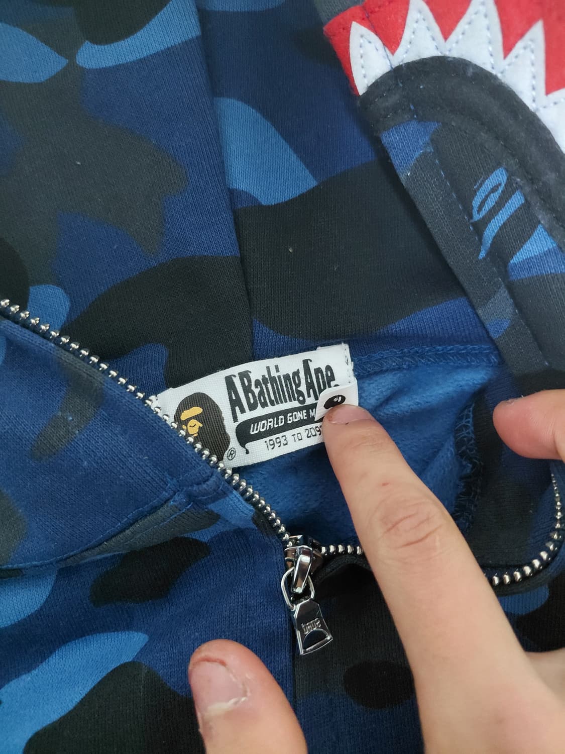 베이프 샤크후드집업 청계 정품 l사이즈 상품이미지4