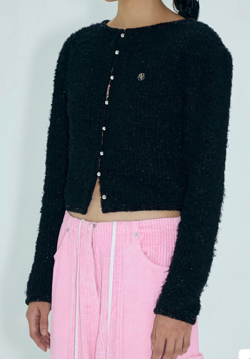 김미더영 트위드 니트 가디건 블랙 상품이미지1