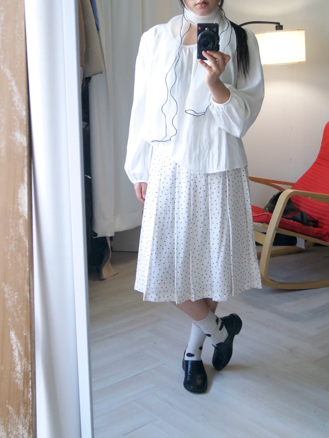 dot pattern pleats skirt 상품이미지2