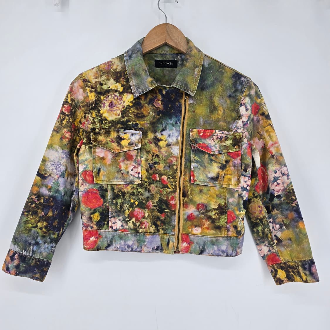 발렌시아 아트 플라워 패턴 크롭 면 자켓 상품이미지9