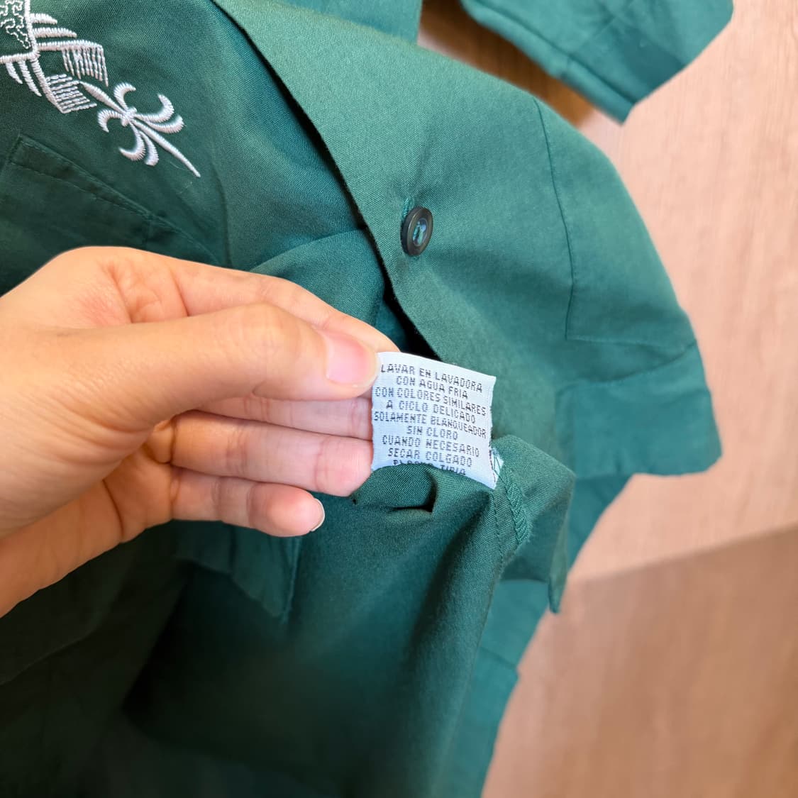 빈티지 쿠바 반팔 셔츠 과야베라 자수 디테일 그린 상품이미지6