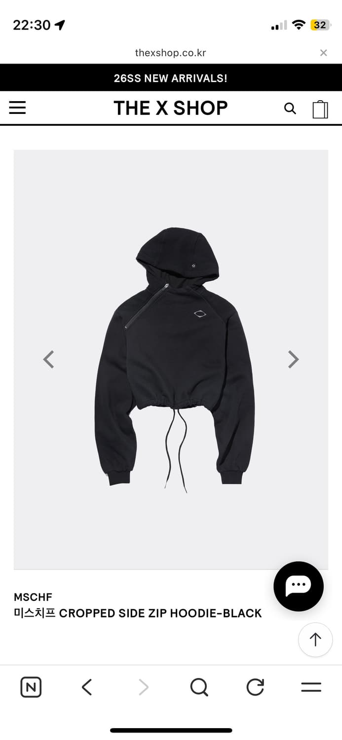 미스치프 크롭 사이드 집 후디 블랙 M 상품이미지1