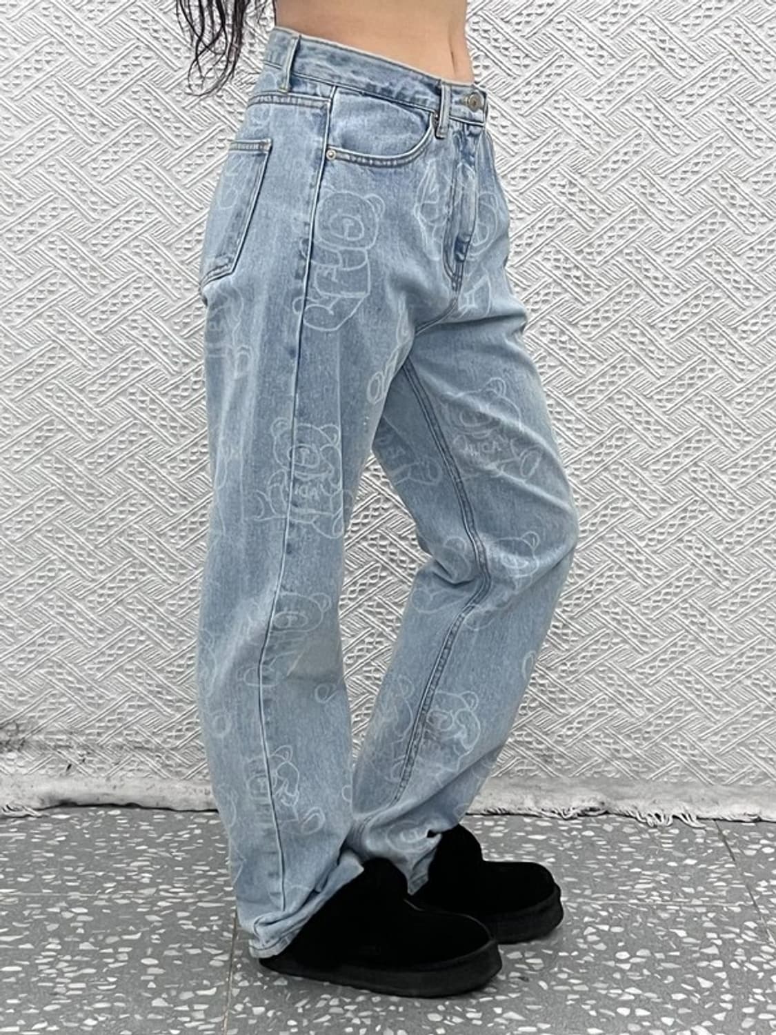 아크메드라비 스트릿 키치 베어 패턴 연청 데님팬츠 1 C09928 상품이미지2