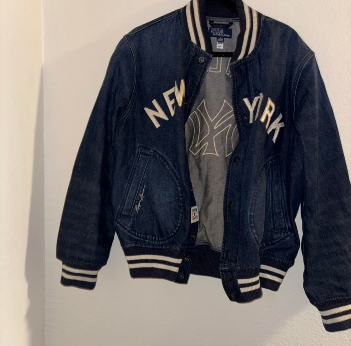M 폴로 랄프로렌x뉴욕 양키스 데님 바시키 야구 점퍼 상품이미지3
