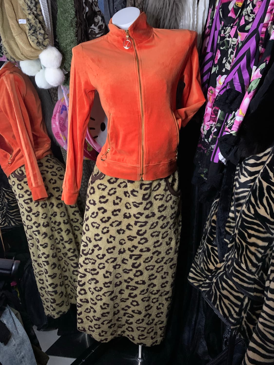 갸루 레오파드 퍼 롱스커트 상품이미지1