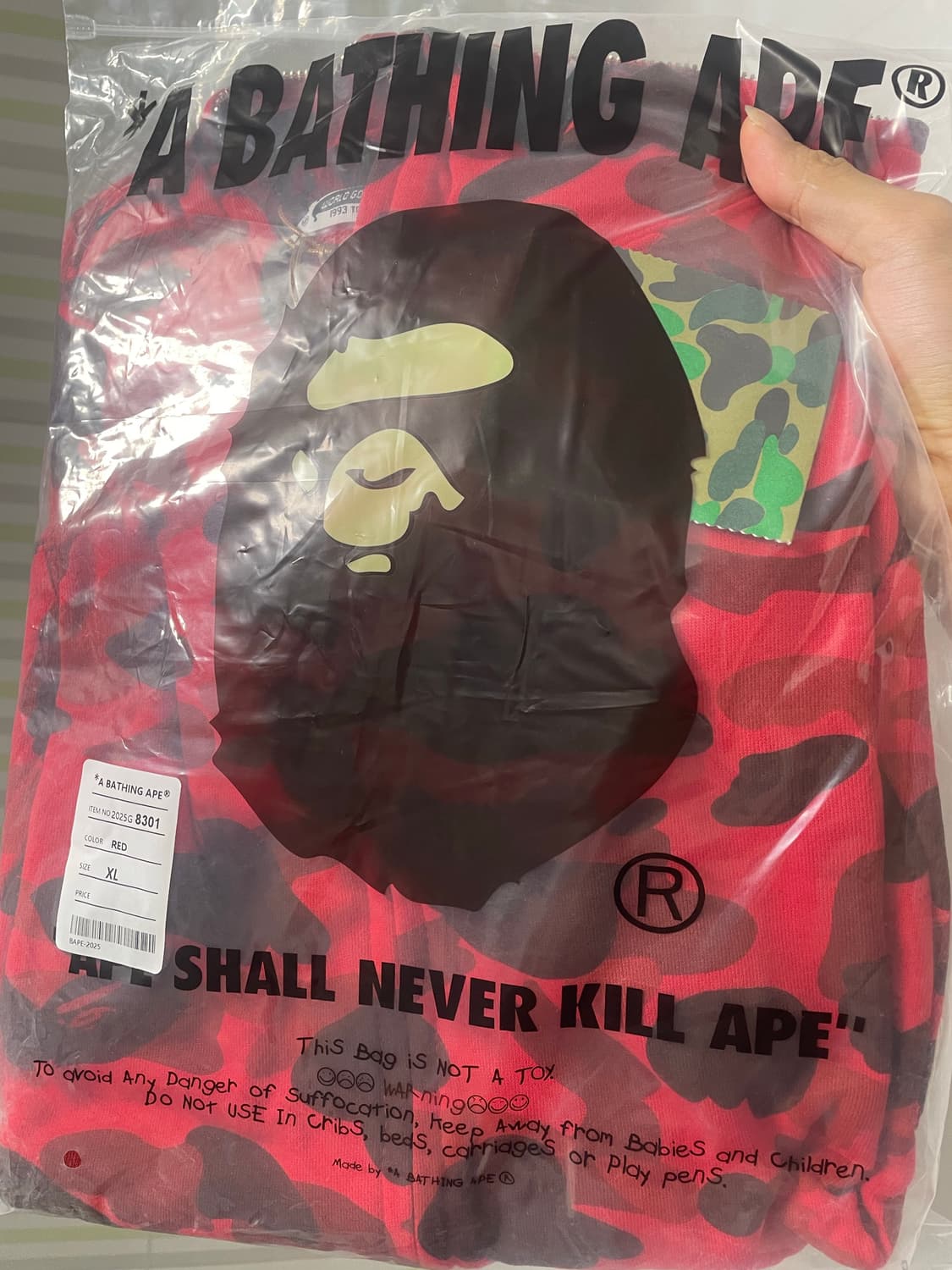 베이프 사크 후드집업  L xL 레드 상품이미지3