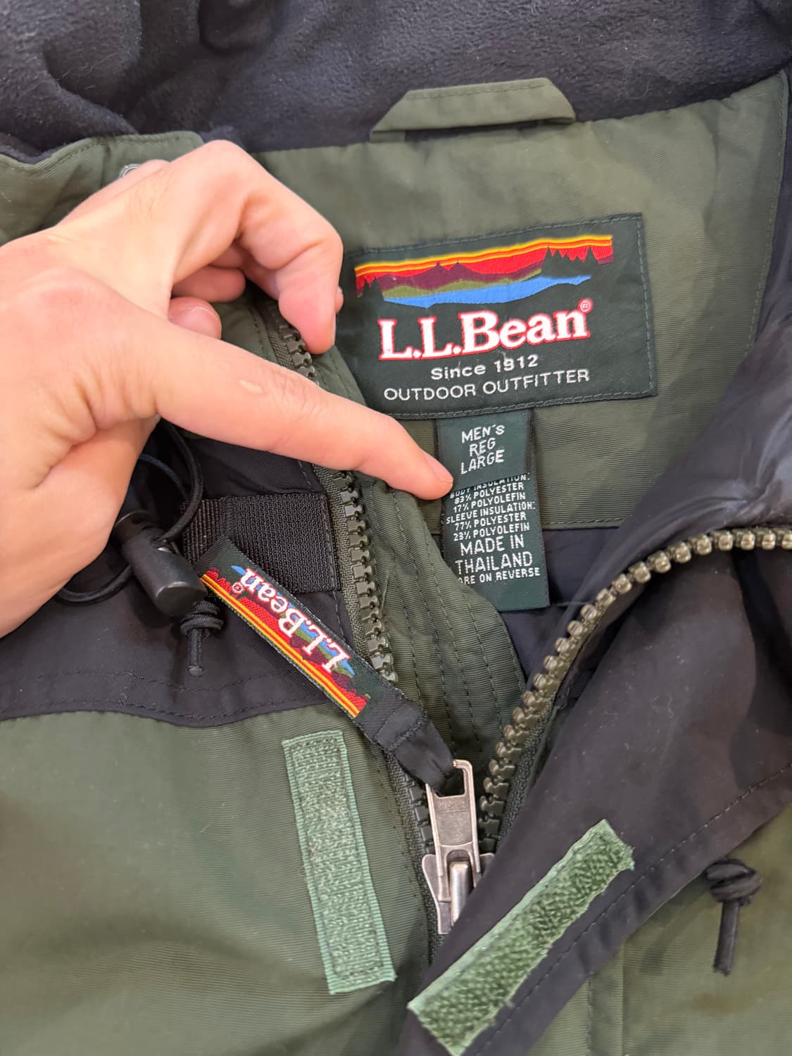 00s L.L. Bean 엘엘빈 인슐 마운틴 파카 올리브 블랙 상품이미지5