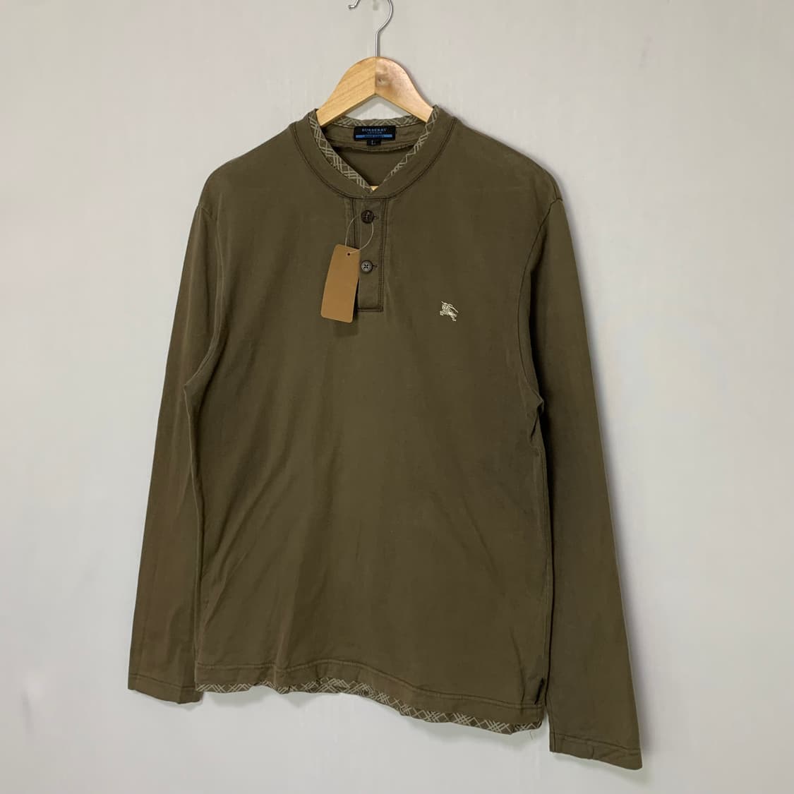 버버리 카키 브라운 긴팔 슬리브 티셔츠 L 빈티지 남녀공용 상품이미지2