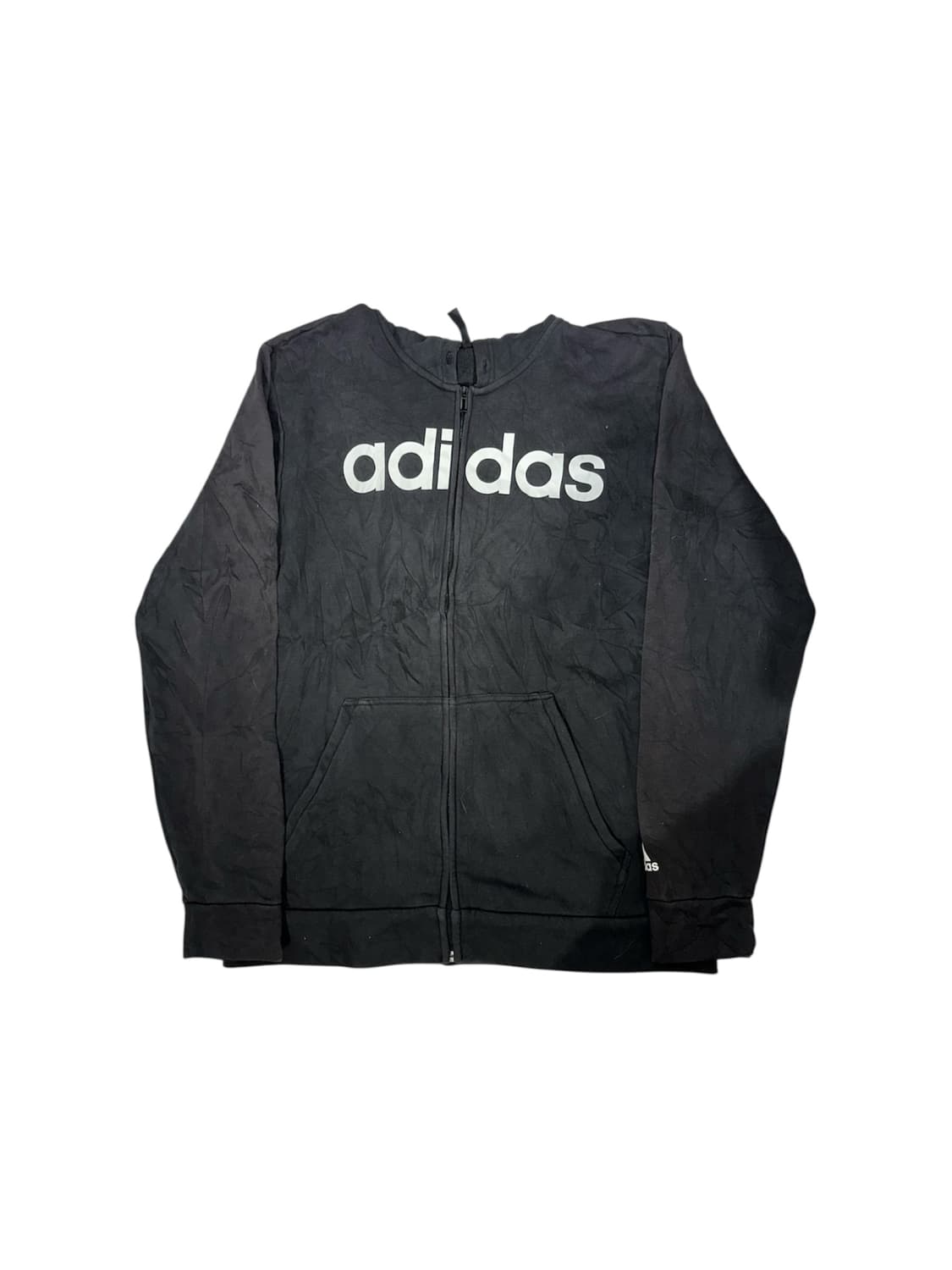 아디다스 화이트 스펠아웃 블랙 후드 집업 XL 상품이미지2