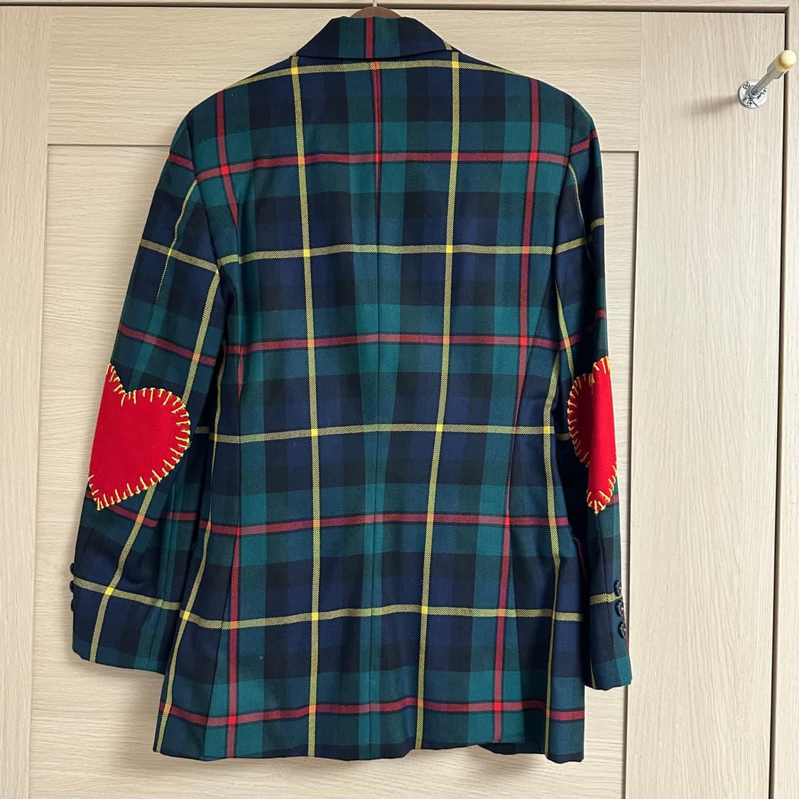 모스키노 그린 체크 하트 엘보 패치 자켓 (국내 55사이즈) 상품이미지5