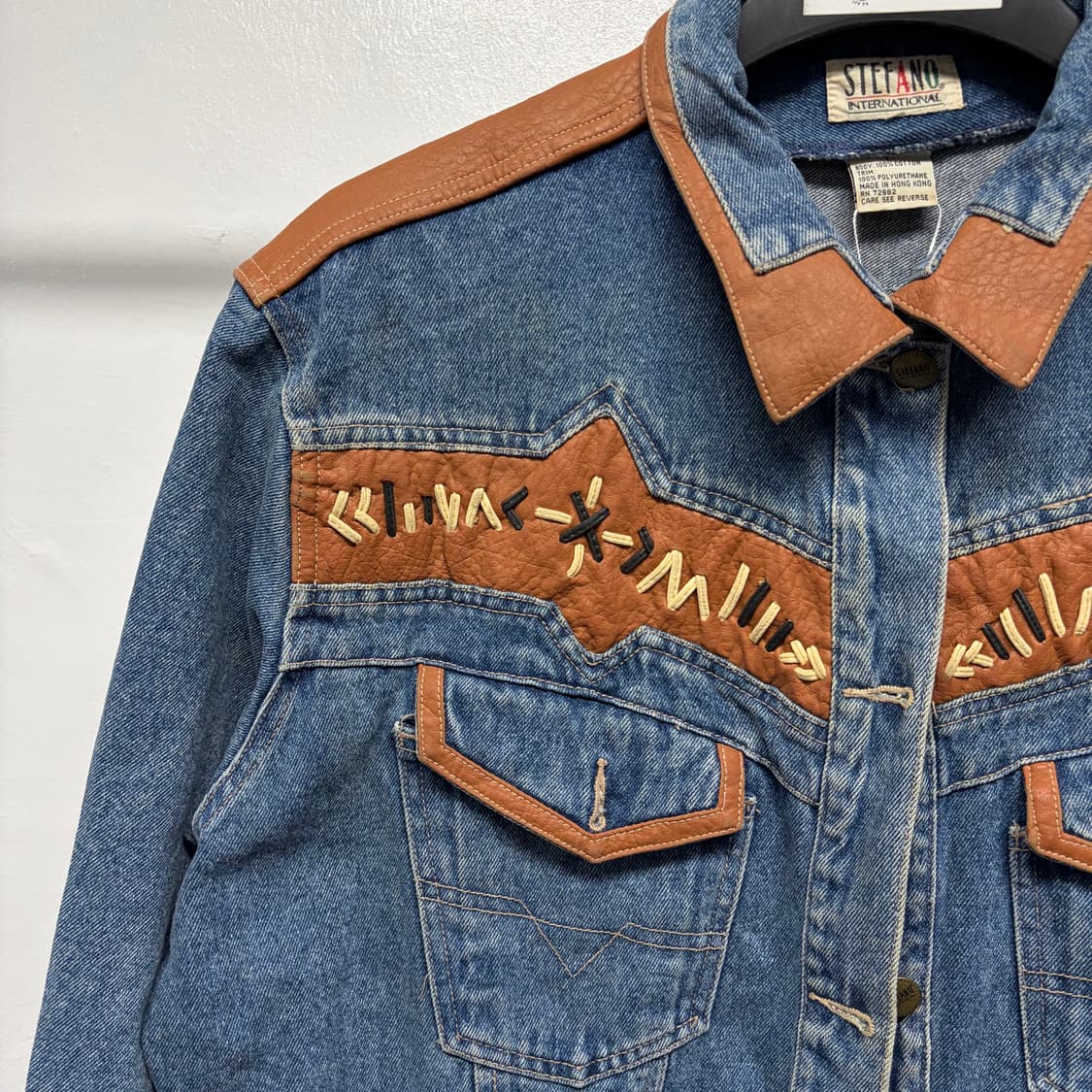 빈티지 웨스턴 데님 레더 자켓 상품이미지3