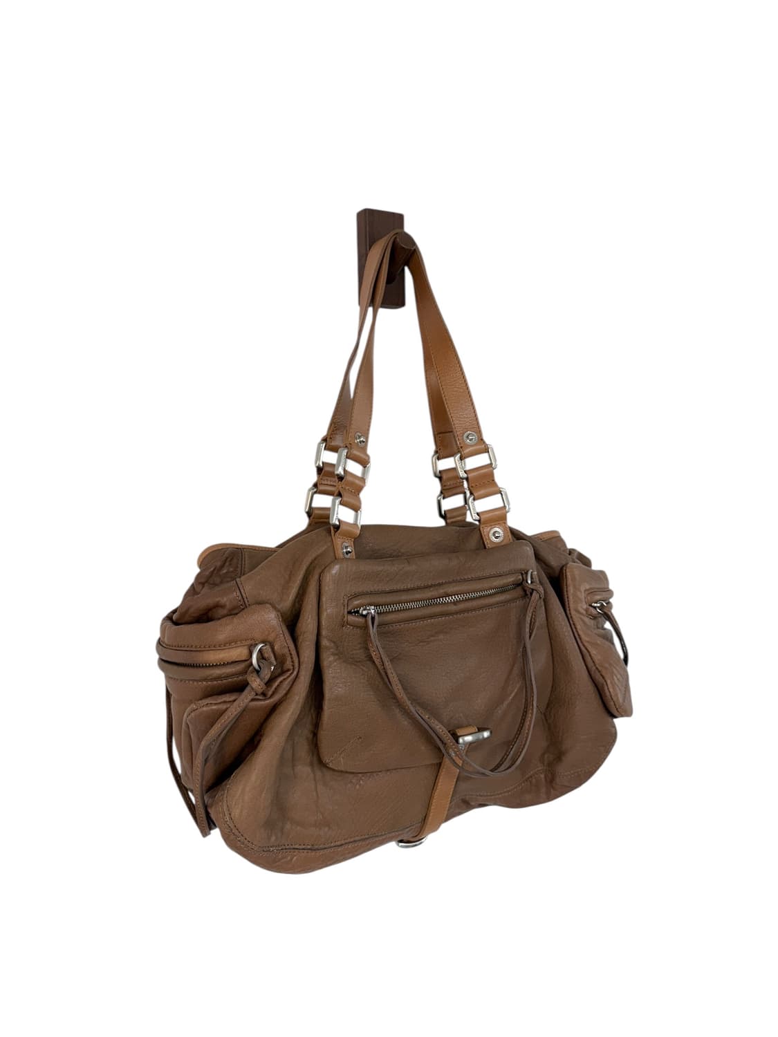 Dkny 브라운 레더 자물쇠 백 상품이미지3