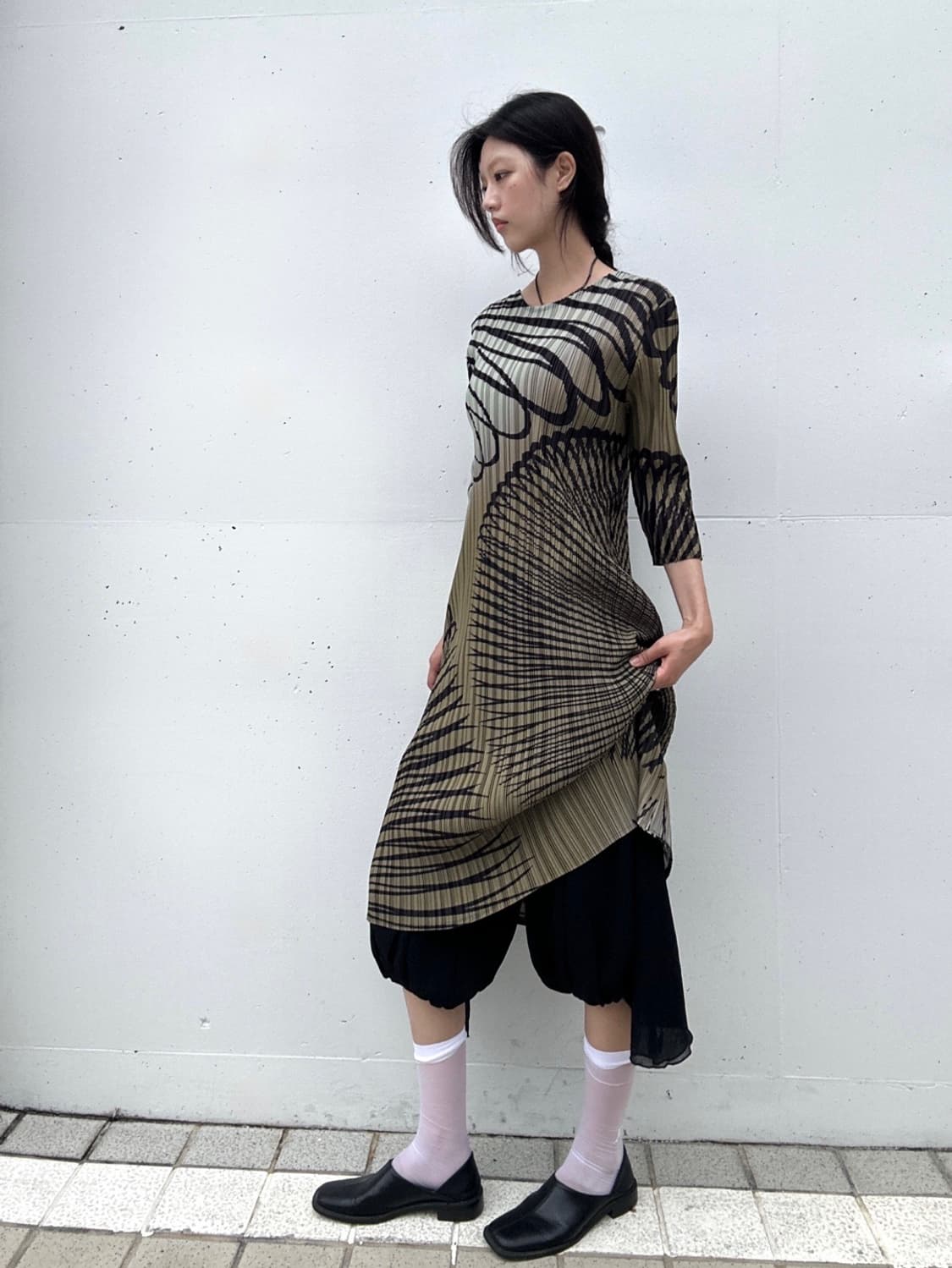 Swirl pattern pleats ops & top / green 상품이미지4