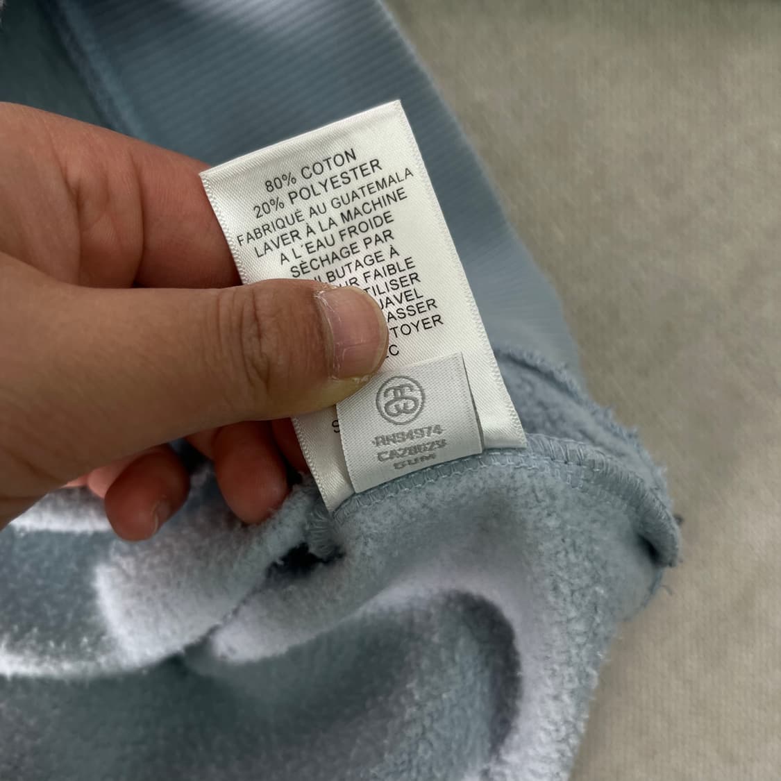 105 스투시 베이직 피그먼트 다이드 라이트블루 후드티 상품이미지10