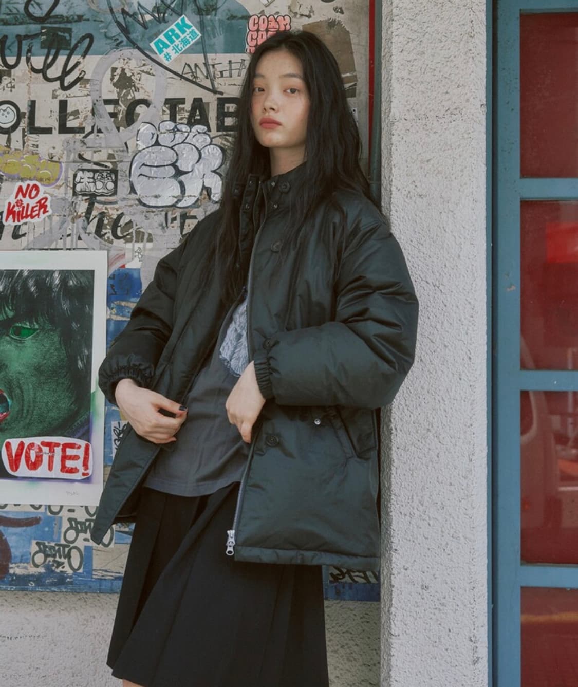 애프터아워즈 다운자켓 카키블랙 상품이미지7