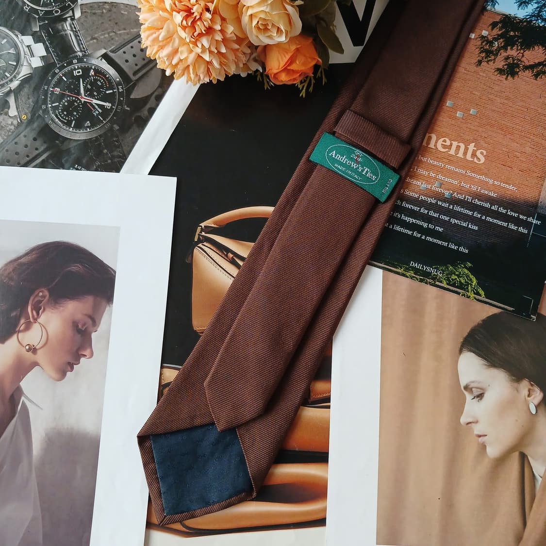 앤드류스 타이 실크 브라운 솔리드 넥타이 7.8cm A+등급 A19158 상품이미지4