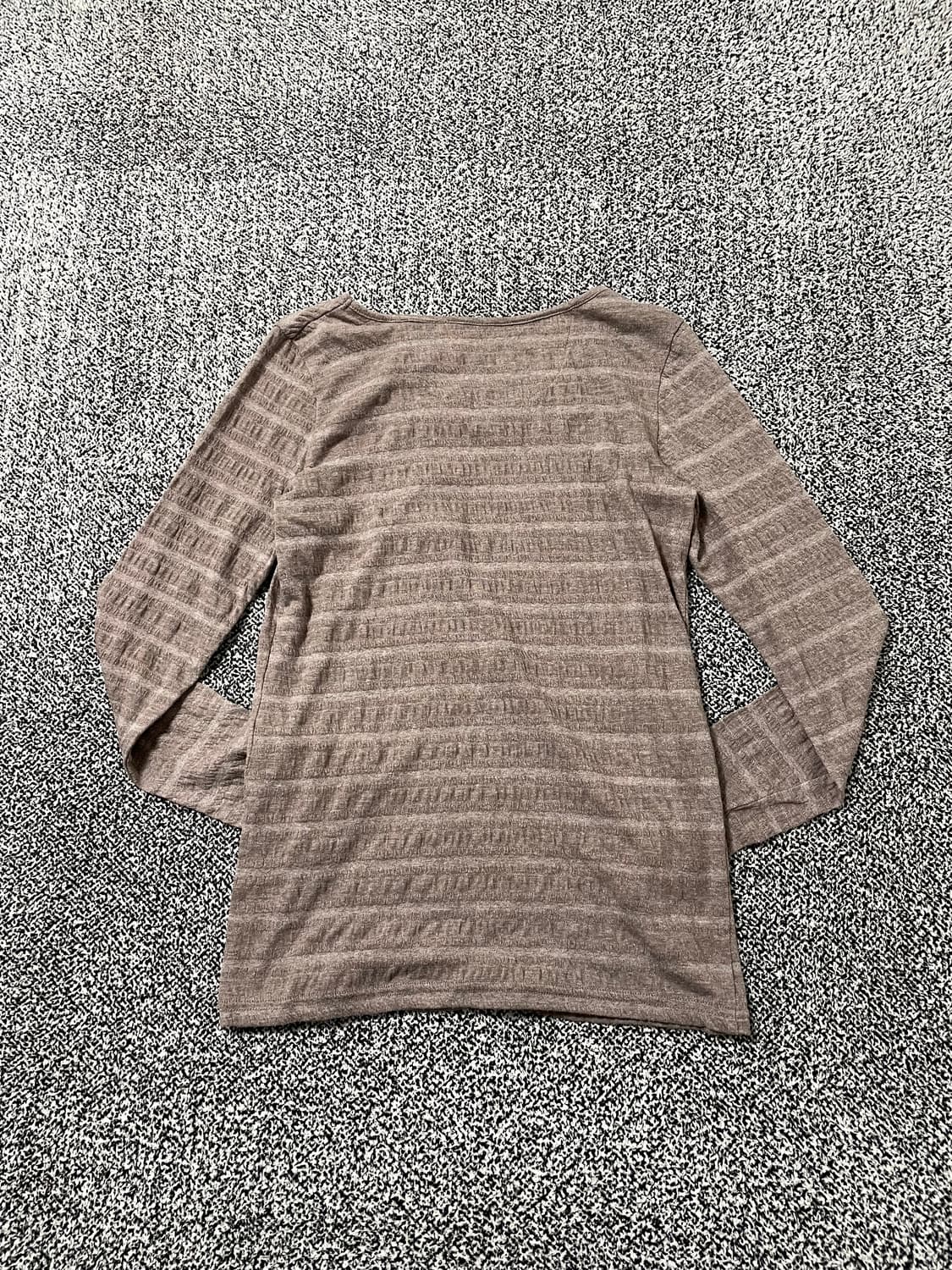 vinteちきゅ. 빈티지 스트라이프 긴팔티셔츠 브라운 모리걸 그런지  상품이미지5