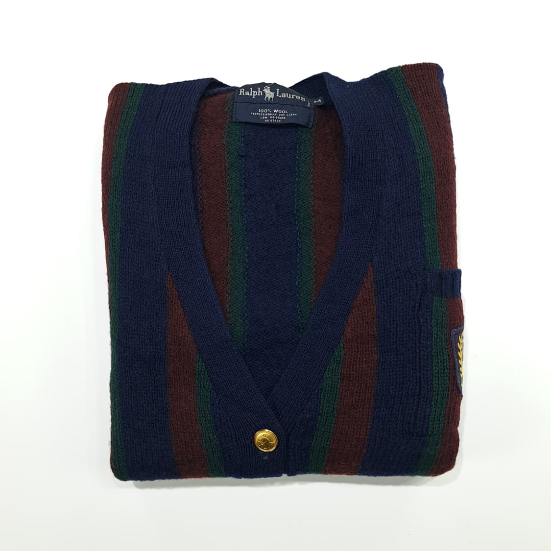 CN970 M 폴로 랄프로렌 90s 프레피 금장 스트라이프 울 가디건 상품이미지7