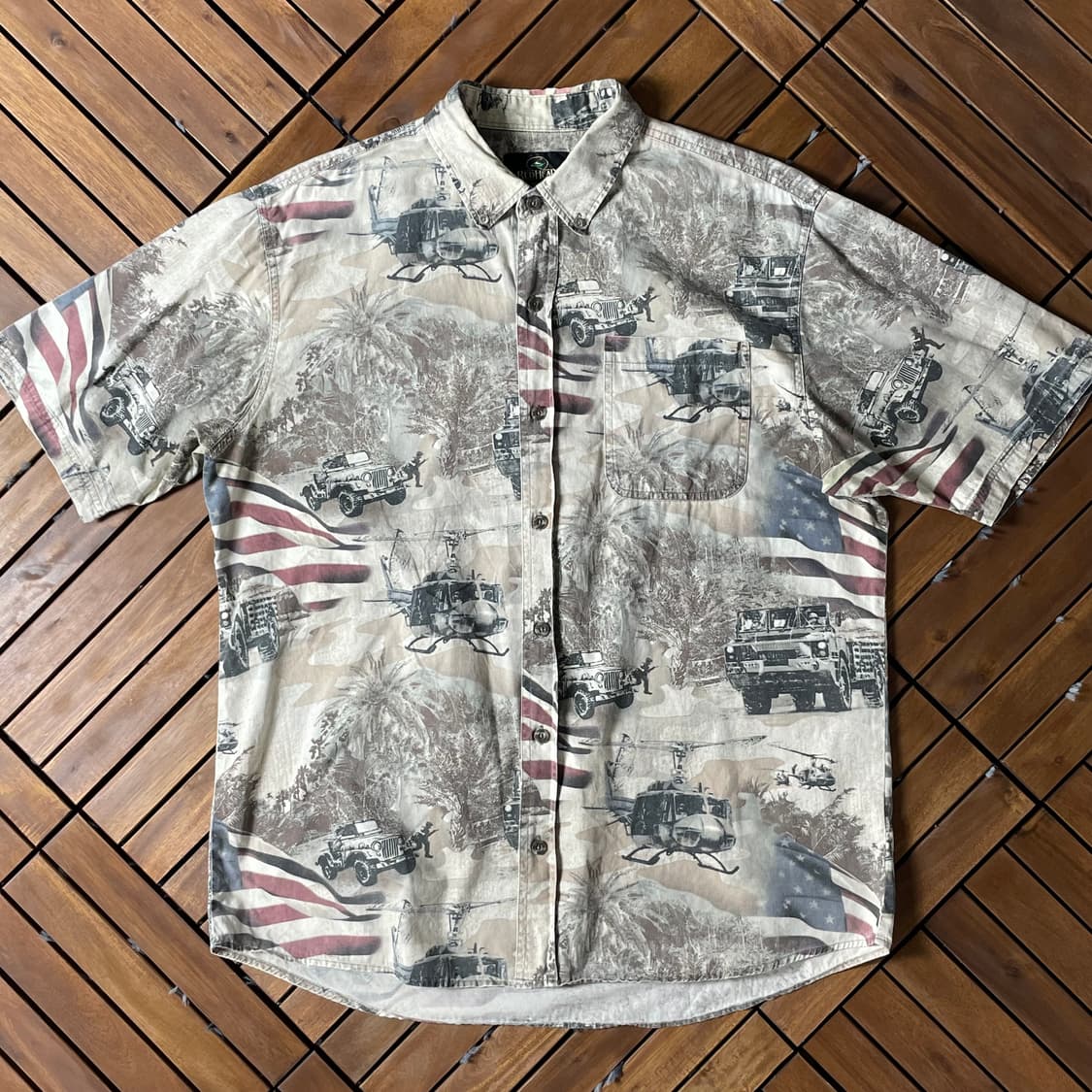 [XL]빈티지 성조기 USA아미 프린팅 반팔 셔츠 상품이미지4