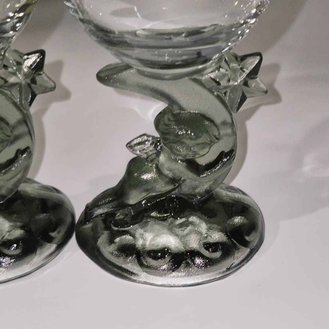 80s 이시즈카 유리 공예 엔틱 천사&달 와인잔 1p 상품이미지10