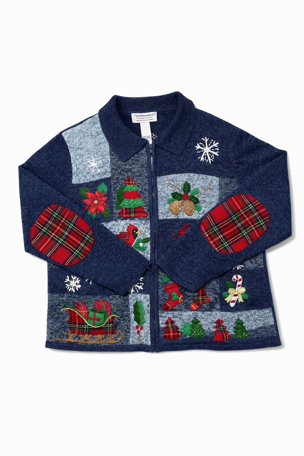 USA 90s 빈티지 크리스마스 패치 니트 가디건 XL 상품이미지1