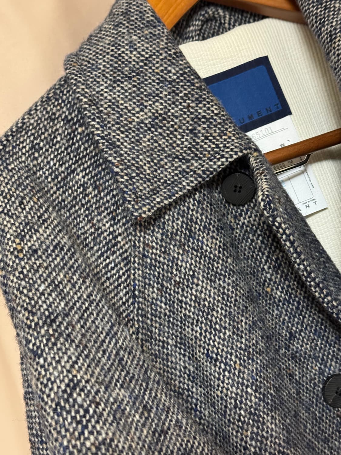 25fw 도큐먼트 도네갈 트위드 오버사이즈드 코트 블루 m  상품이미지6