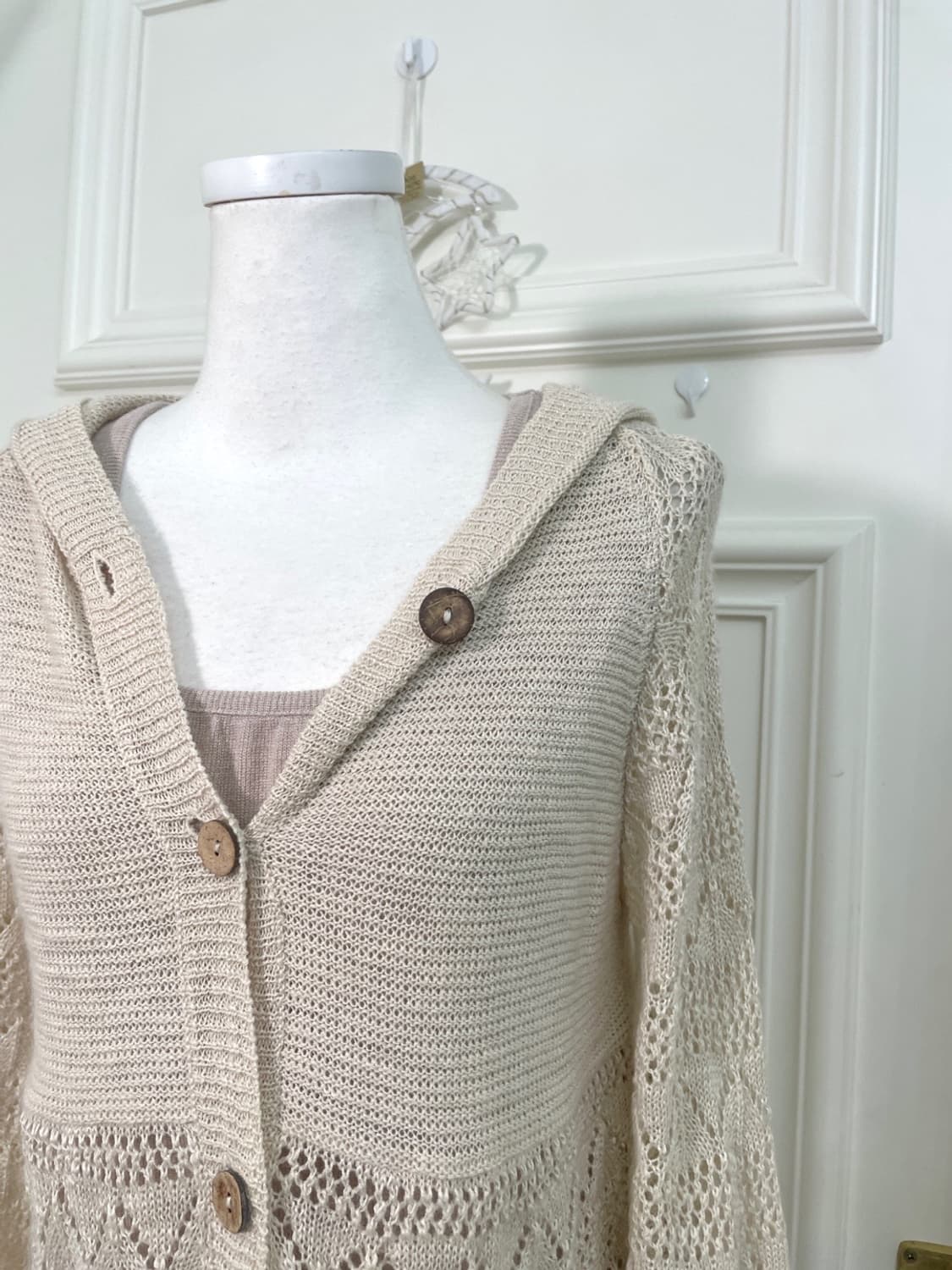 beige crochet mori hoodie cardigan&beige 상품이미지6
