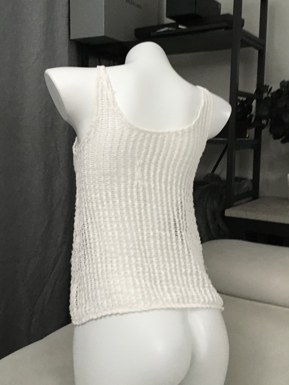 ༒ White see-through knit sleeveless 상품이미지3