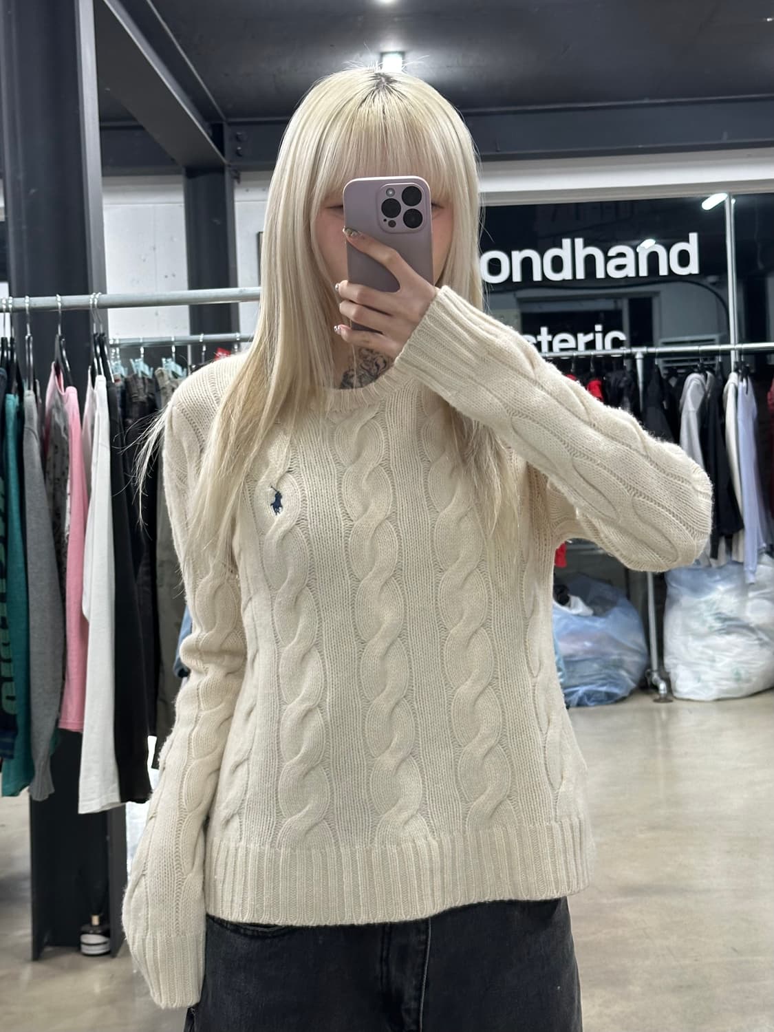 폴로 랄프로렌 케이블 사이드트임 니트 상품이미지1