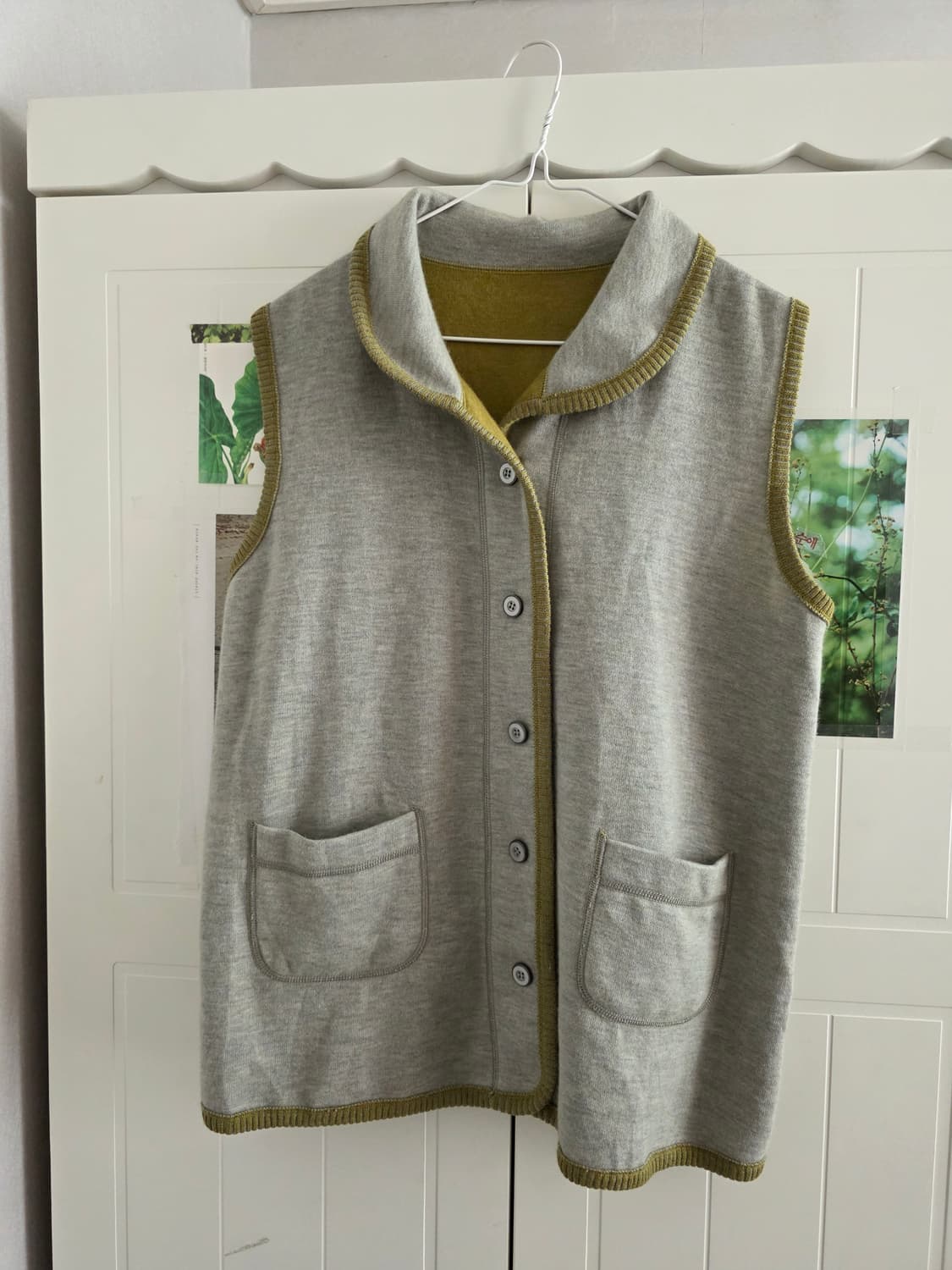 일본빈티지 하구미 양면 조끼 모리걸 할미룩 그린코어 레이어드룩 핀터깔 상품이미지2