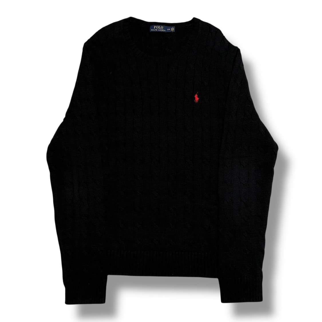 Polo Ralph Lauren 코튼 케이블 라운드넥 블랙 니트 상품이미지1