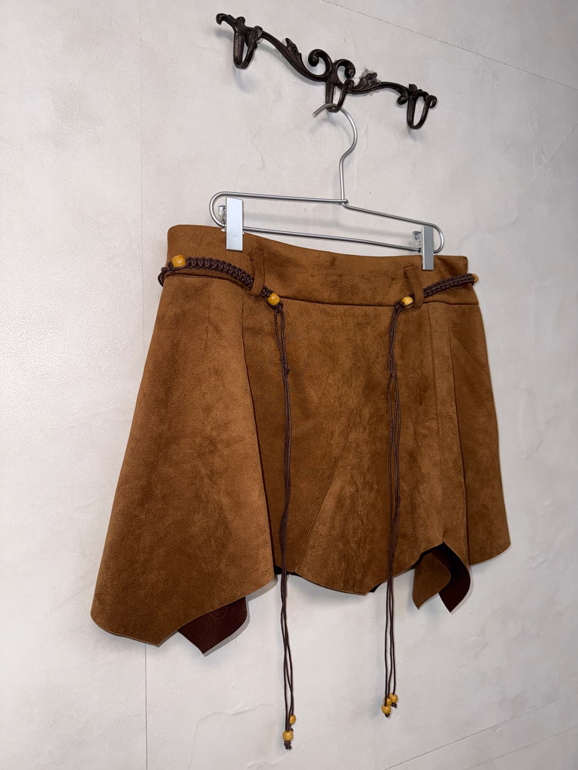 Brown western suede belted unbalance sk 상품이미지2