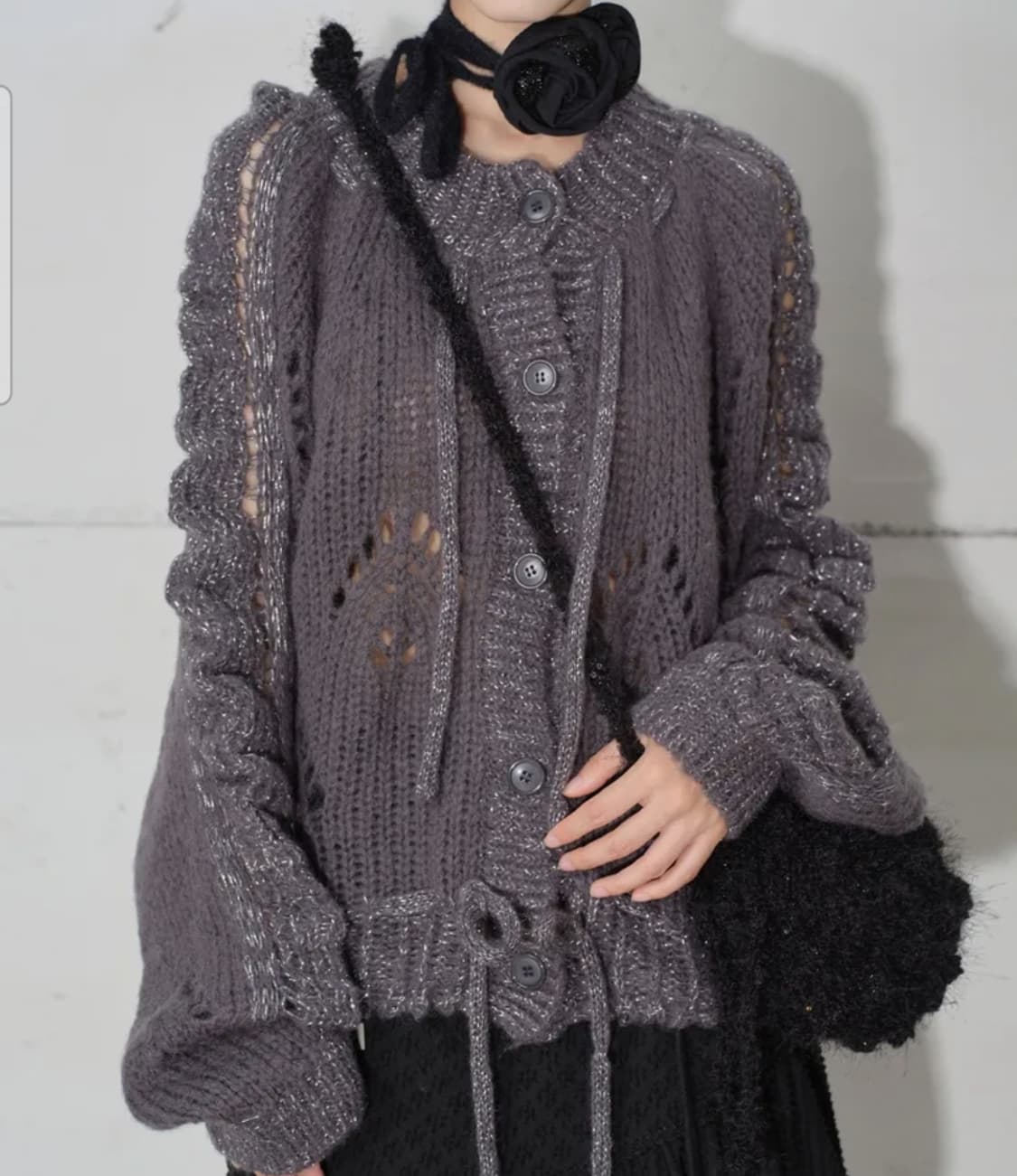 Glittered Knit Cardigan[Charcoal] 상품이미지1