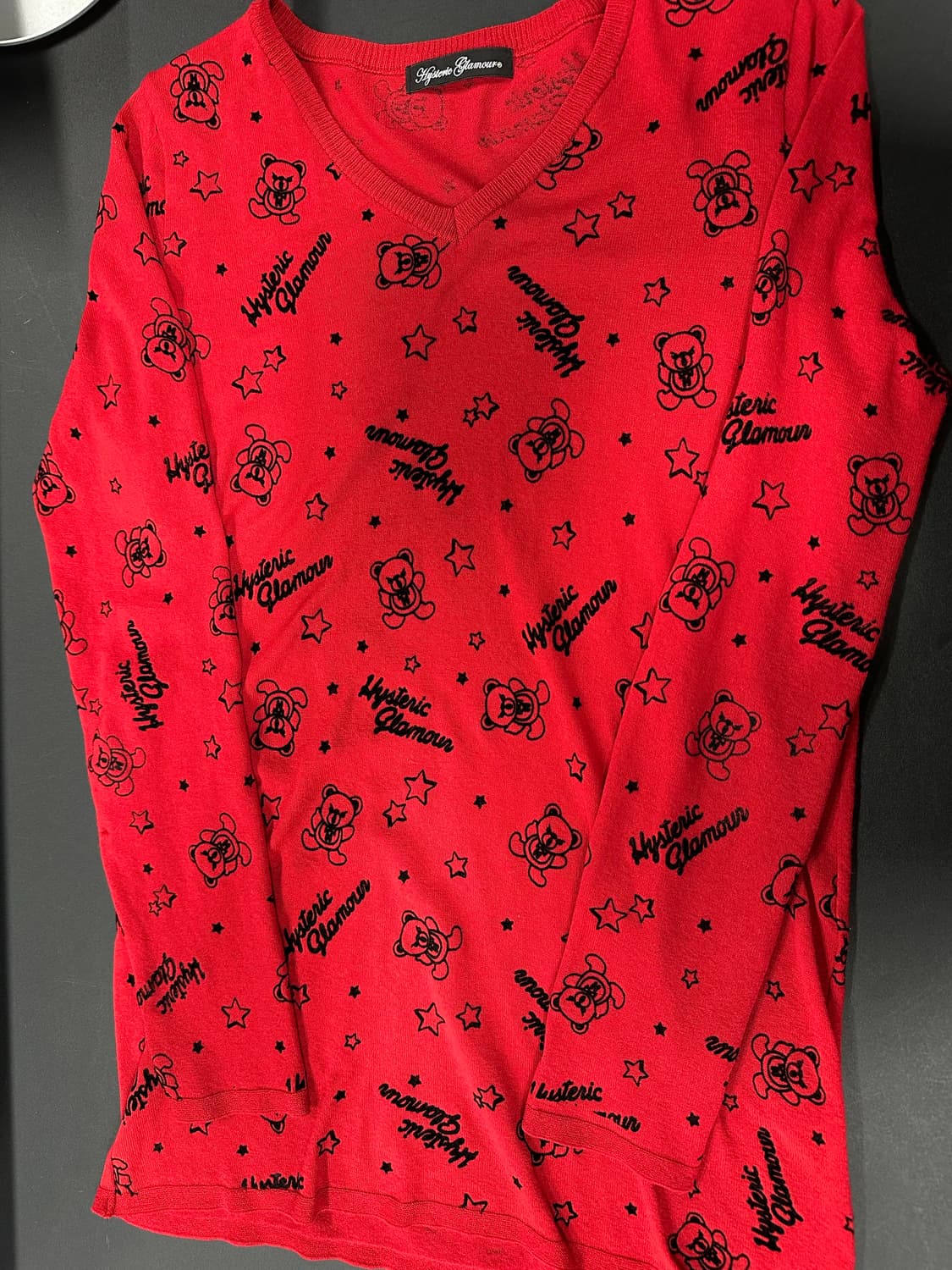 히스테릭 글래머 퍽베어 풀자수 브이넥 니트 롱슬리브 상품이미지4