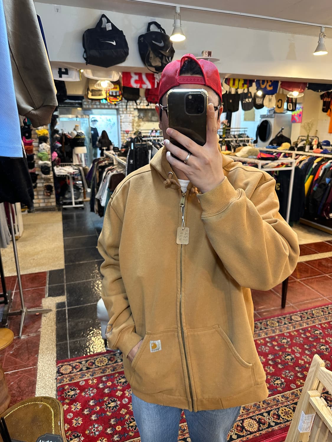 칼하트 레인 디펜더 된장 컬러 후드 집업 XL 상품이미지1