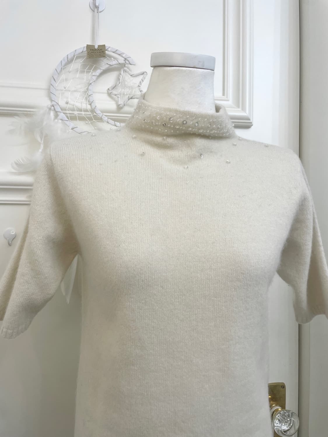 ivory neck beads&spangle point half knit 상품이미지5