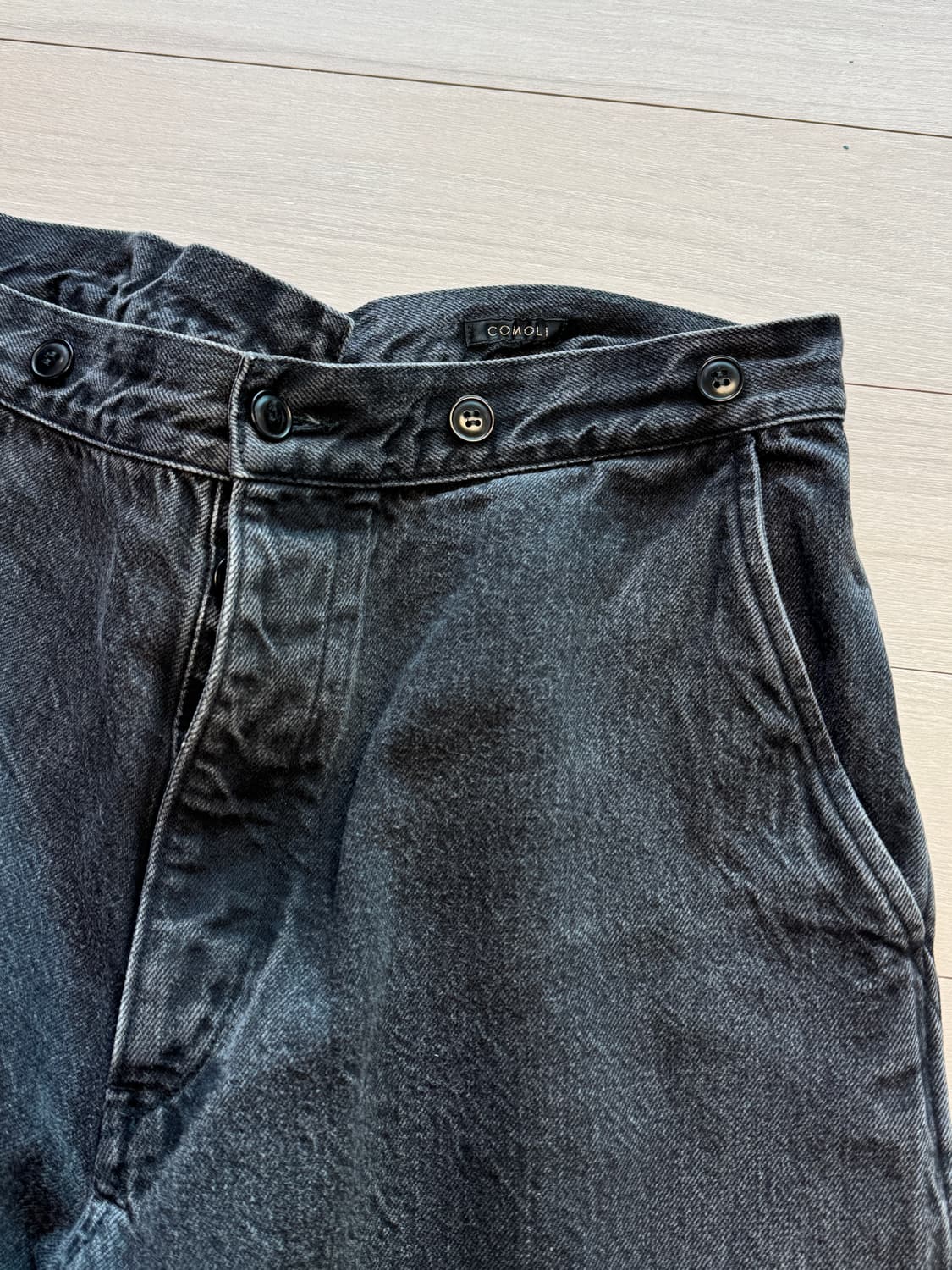 코모리 데님 오버 팬츠 - 흑청 블랙 1사이즈 상품이미지3